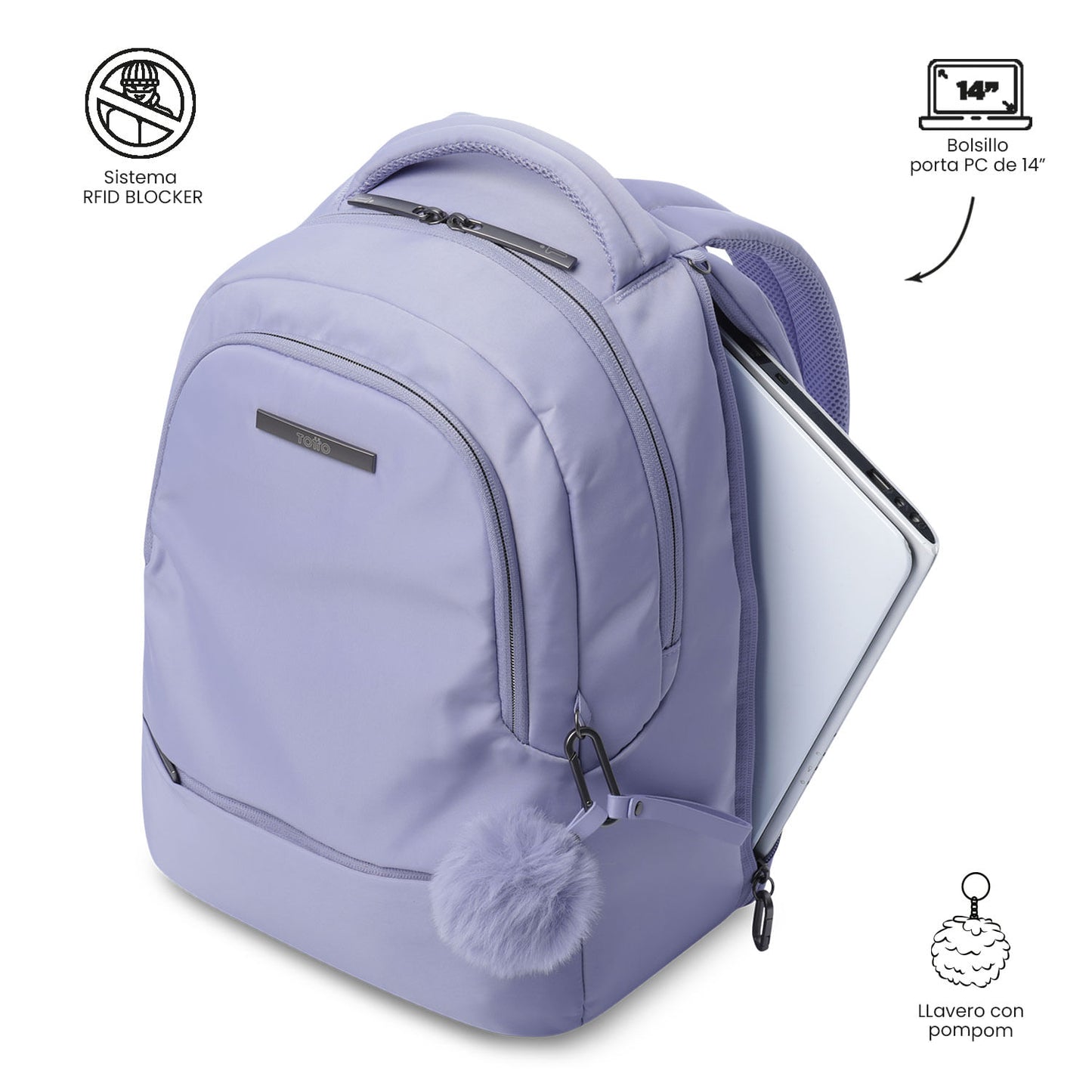 Mochila executiva feminina Adelaide 2 2.0 com compartimento para laptop de 14" - Roxa