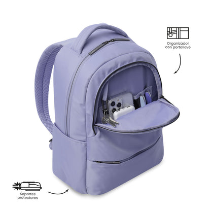 Mochila executiva feminina Adelaide 2 2.0 com compartimento para laptop de 14" - Roxa