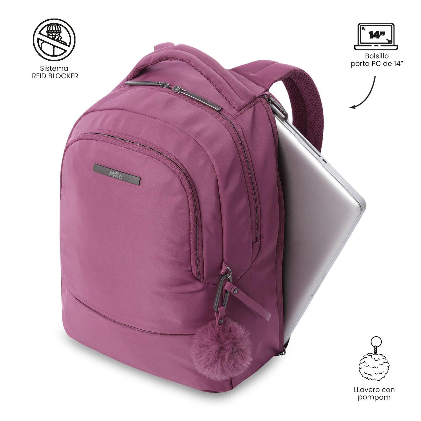 Mochila executiva feminina Adelaide 2 2.0 rosa para laptop de 14"