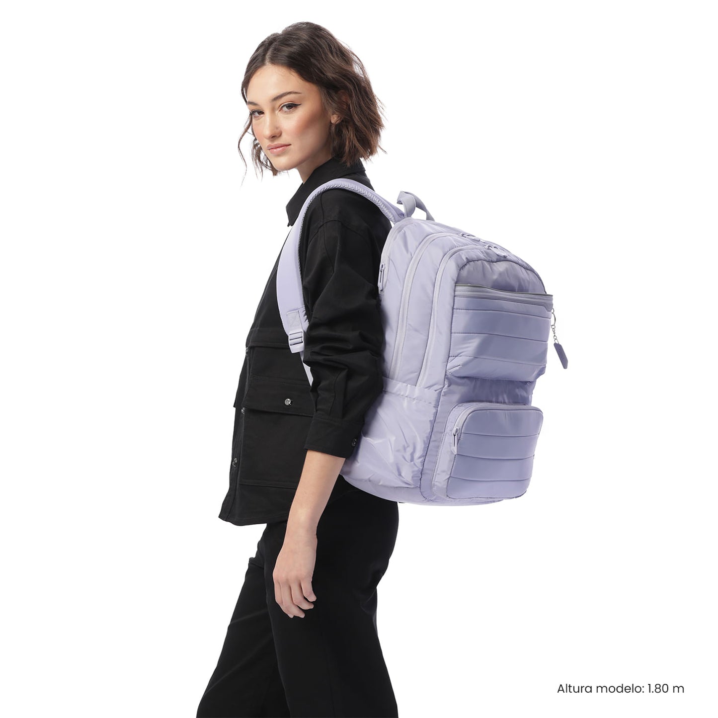 Mochila feminina roxa para laptop Campus, para PC de 16".