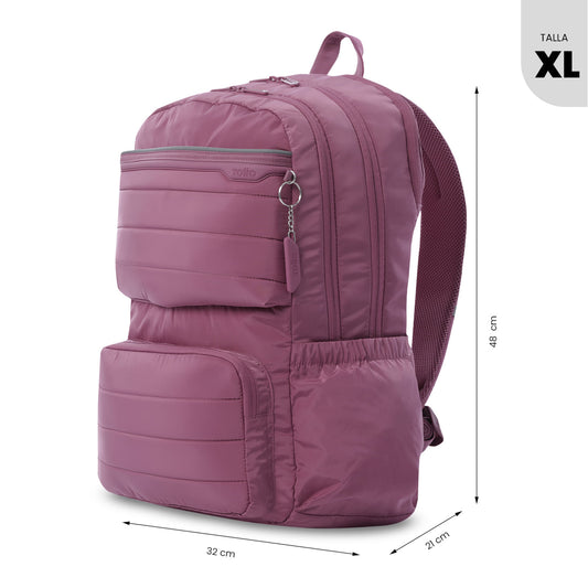 Mochila universitária com compartimento para laptop de 16", estampa rosa com rosas, feminina.