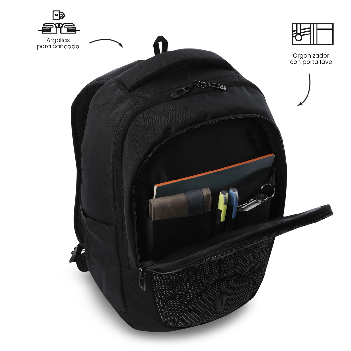 Mochila Executiva para Laptop de 14" com Codec L1 2.0, Preta, Masculina