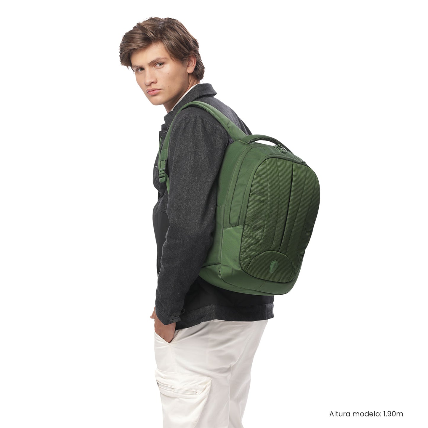 Mochila executiva para PC de 14" com codec L1 2.0, verde, masculina.