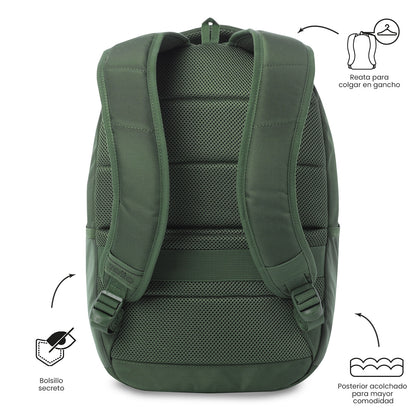 Mochila executiva para PC de 14" com codec L1 2.0, verde, masculina.