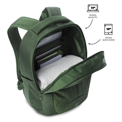 Mochila executiva para PC de 14" com codec L1 2.0, verde, masculina.