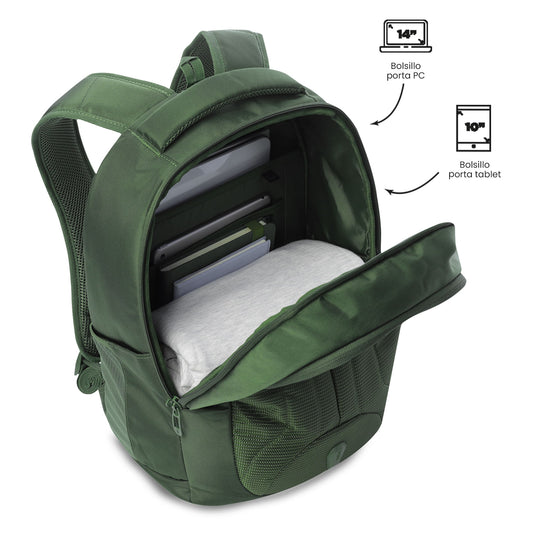 Mochila executiva para PC de 14" com codec L1 2.0, verde, masculina.
