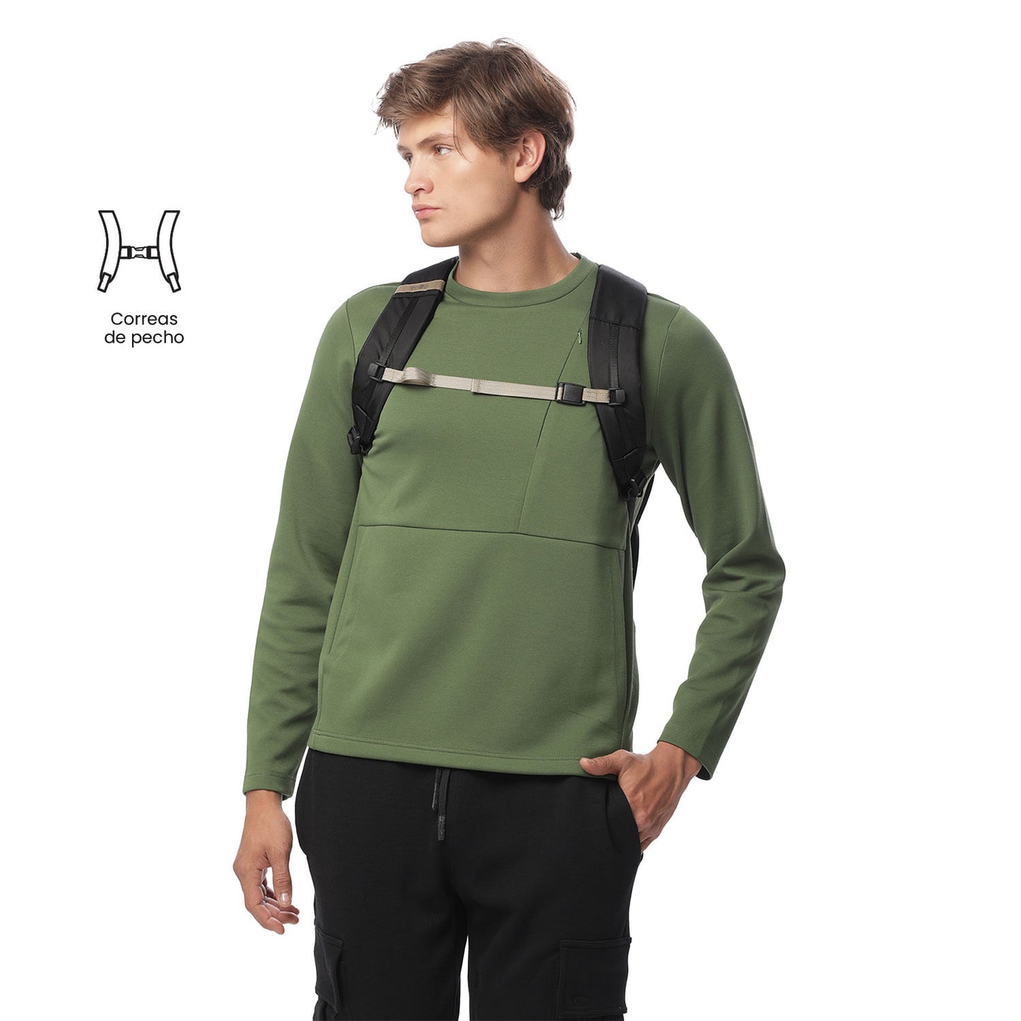 Mochila executiva masculina Daytona para laptop de 16", preta.