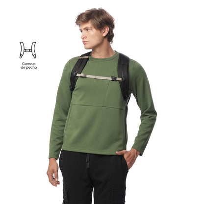 Mochila executiva masculina Daytona para laptop de 16", preta.