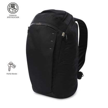 Mochila executiva masculina Daytona para laptop de 16", preta.