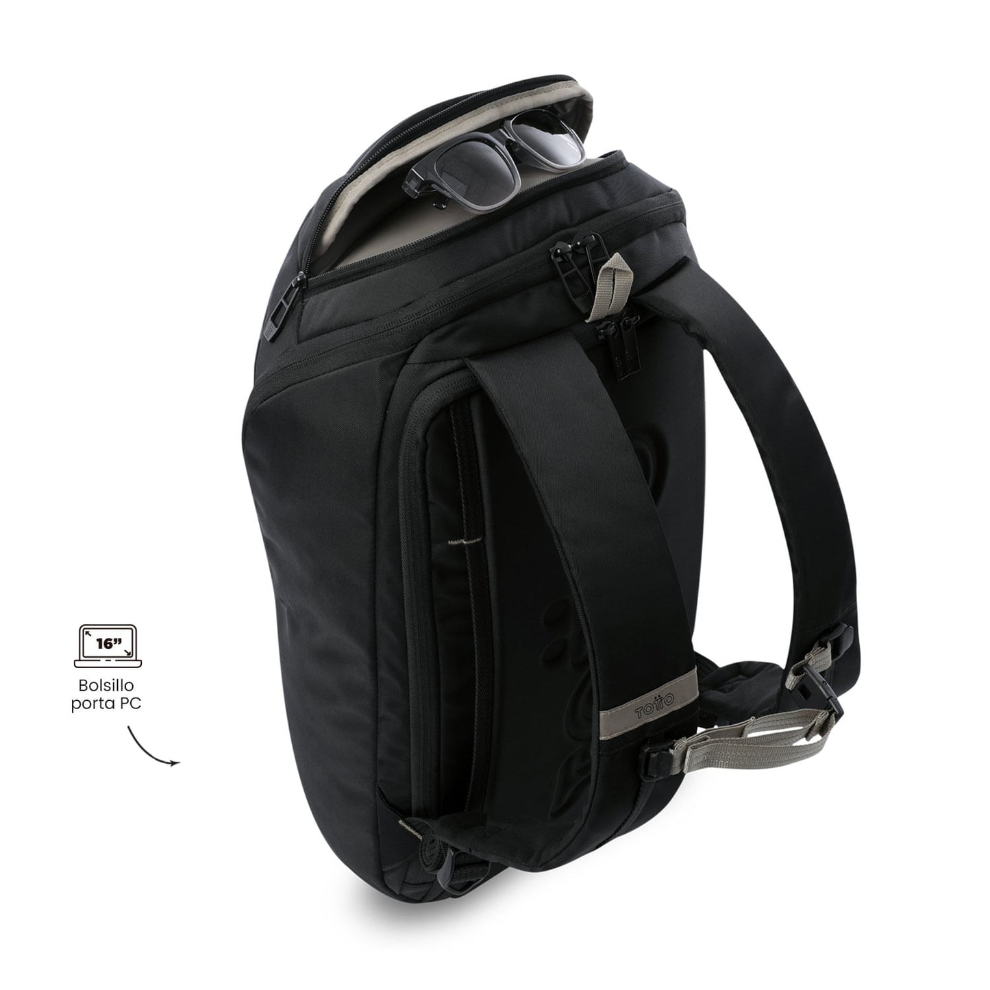 Mochila executiva masculina Daytona para laptop de 16", preta.