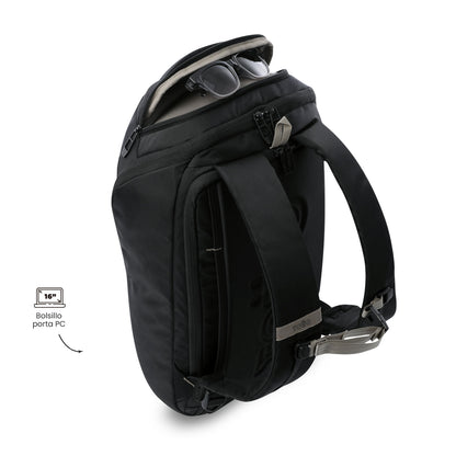 Mochila executiva masculina Daytona para laptop de 16", preta.