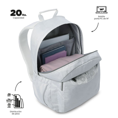 Morral Juvenil Porta PC 14" Acuarela Neo Blanco