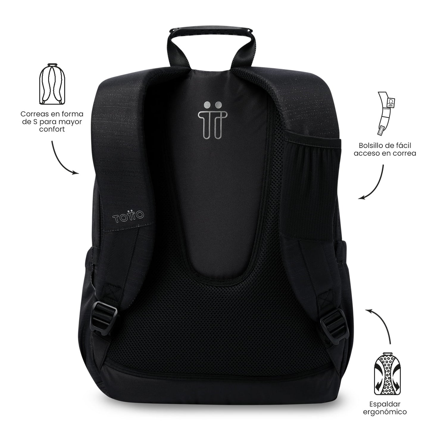 Morral Juvenil Porta PC 14" Acuarela Neo Negro