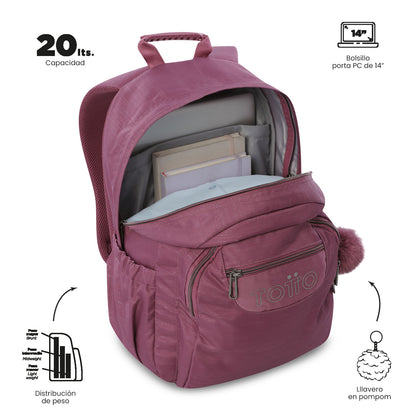 Morral Juvenil Porta PC 14" Acuarela Neo Rosado Rose
