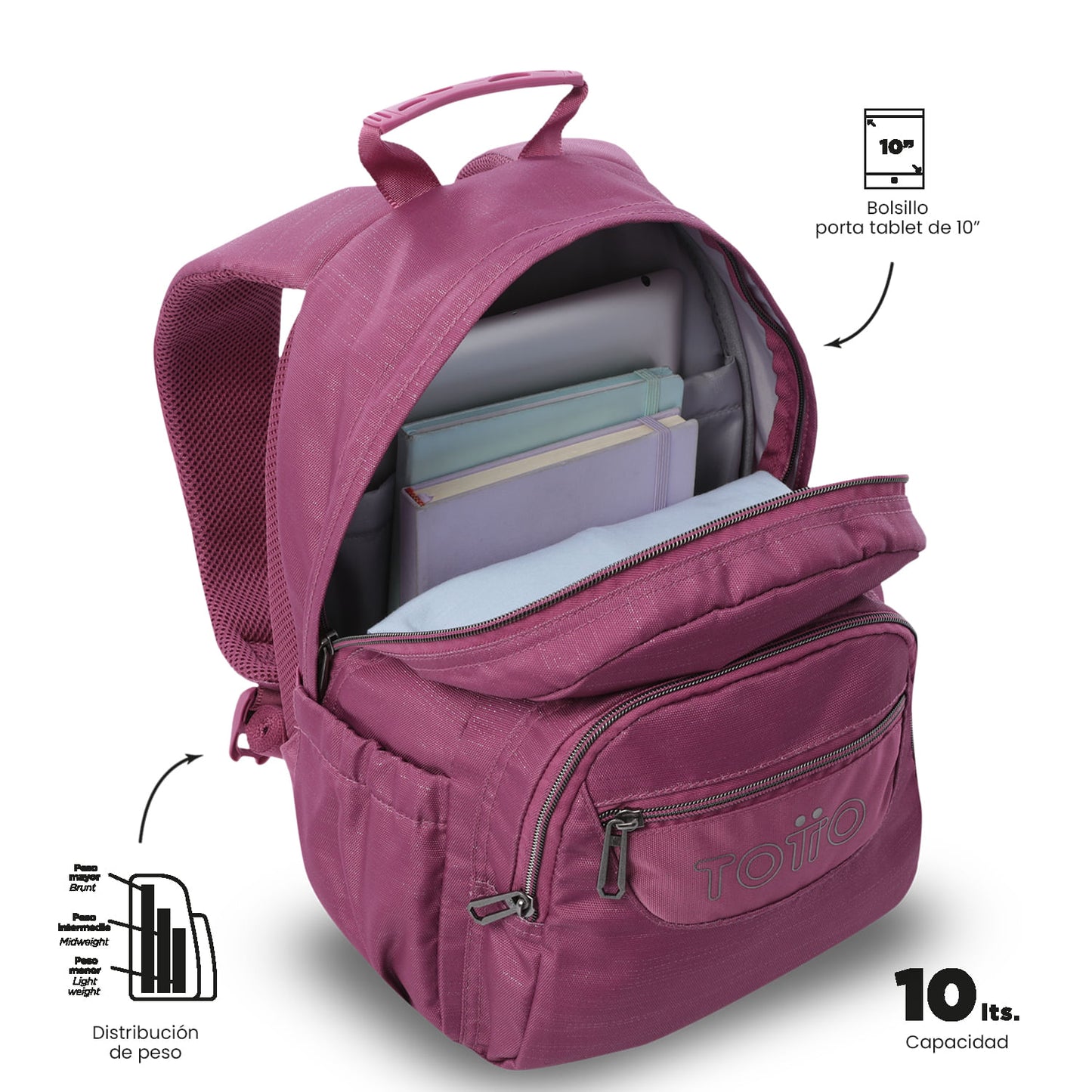 Mochila infantil pequena Tempera Neo rosa-clara