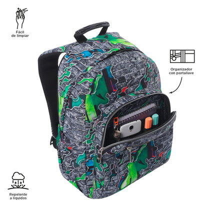 Morral Juvenil Porta PC 14" Acuarela Gris