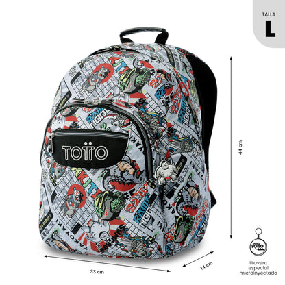 Mochila juvenil com compartimento para laptop de 14" - Cinza aquarela