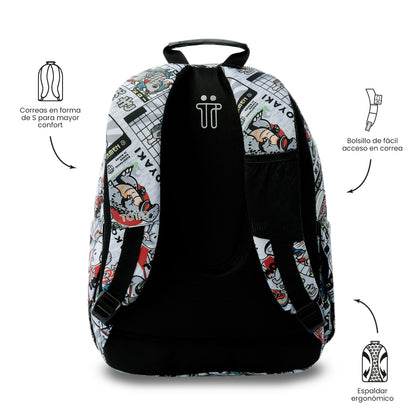 Mochila juvenil com compartimento para laptop de 14" - Cinza aquarela