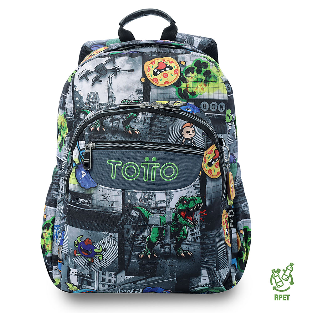 Mochila juvenil com compartimento para laptop de 14", preta aquarela