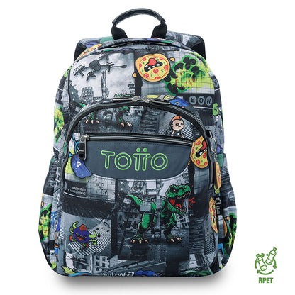 Mochila juvenil com compartimento para laptop de 14", preta aquarela