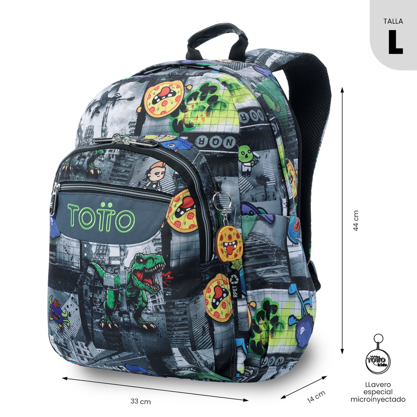 Mochila juvenil com compartimento para laptop de 14", preta aquarela