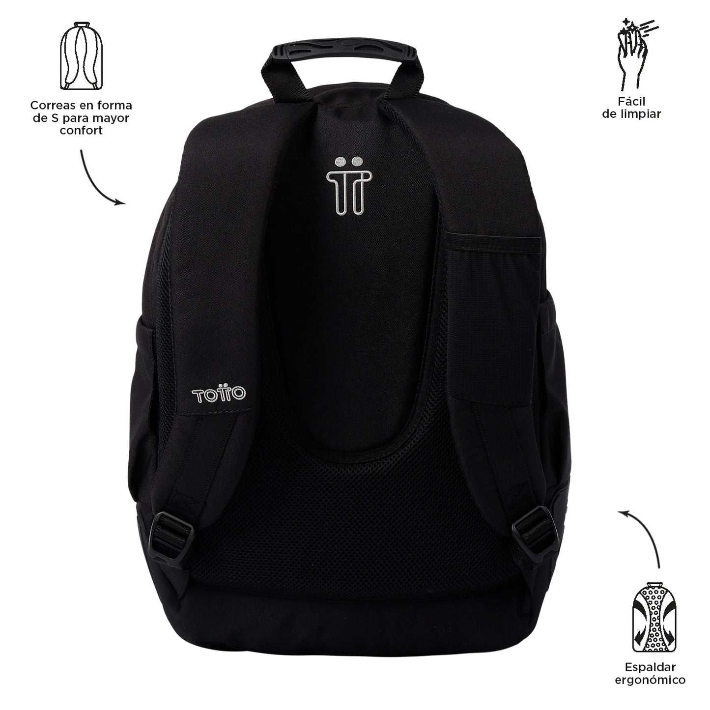 Mochila infantil para computador Rayol de 14 polegadas, preta.