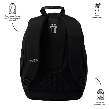 Mochila infantil para computador Rayol de 14 polegadas, preta.