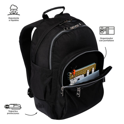 Mochila infantil para computador Rayol de 14 polegadas, preta.