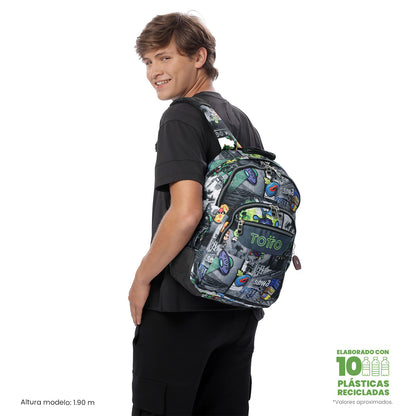 Mochila infantil para PC Rayol de 14 polegadas, preta.
