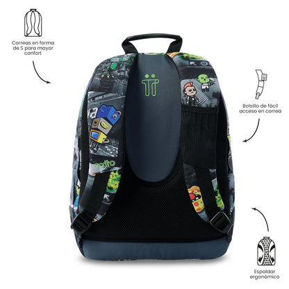 Mochila infantil para PC Rayol de 14 polegadas, preta.