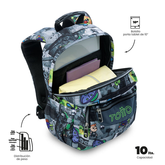 Mochila infantil pequena preta de têmpera