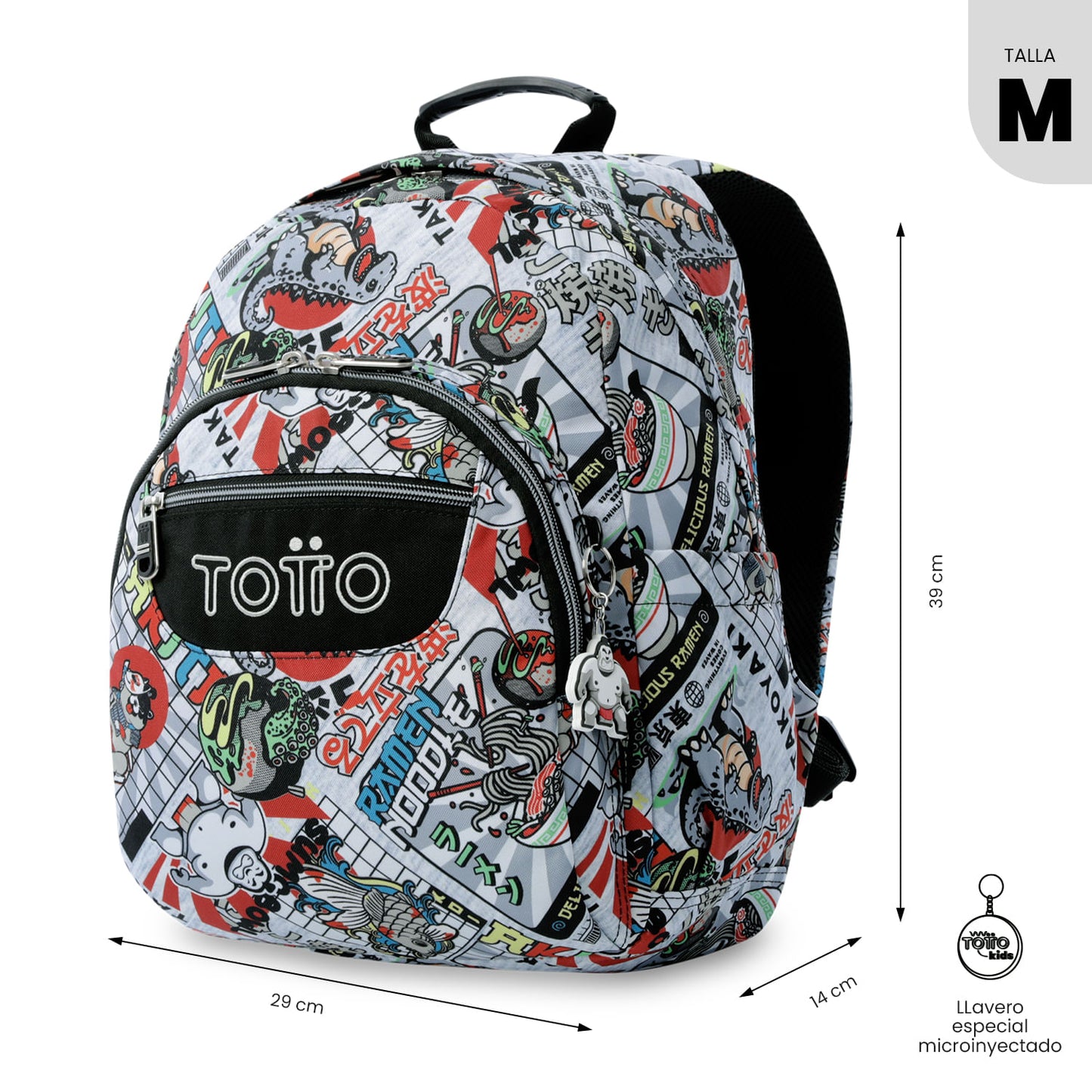 Mochila juvenil com compartimentos para laptop de 13" e elásticos, cinza.