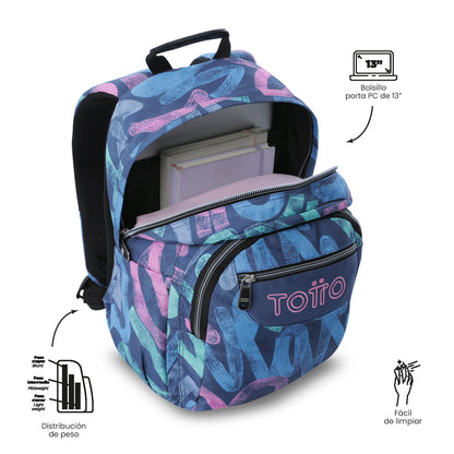 Morral Juvenil Porta PC 13" Gommas Azul
