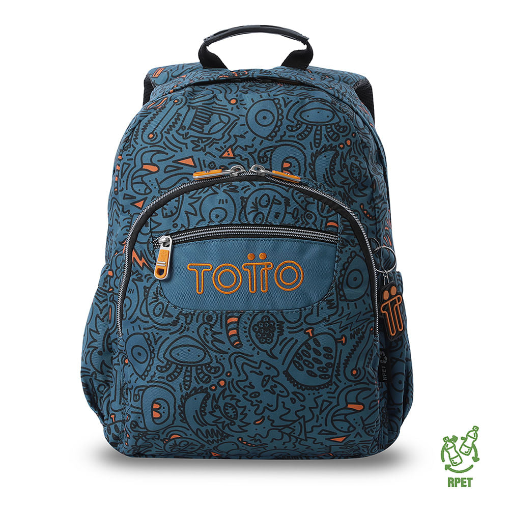 Mochila juvenil com compartimentos para laptop de 13" e elásticos - Azul