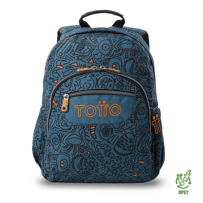 Mochila juvenil com compartimentos para laptop de 13" e elásticos - Azul