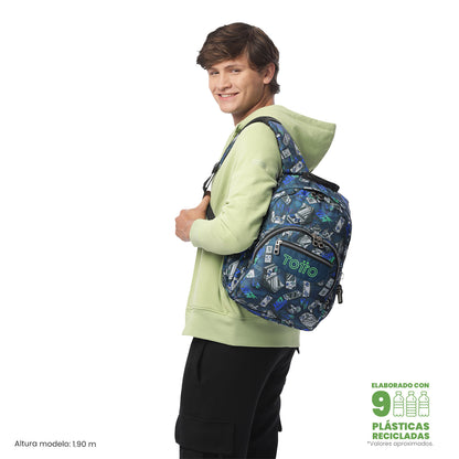 Morral Juvenil Porta PC 13" Gommas Azul