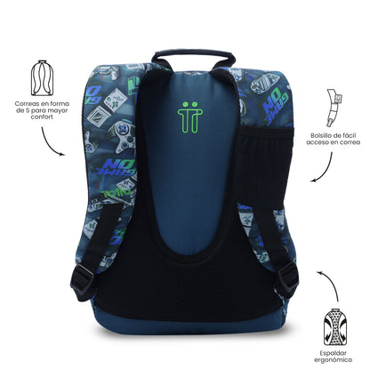 Morral Juvenil Porta PC 13" Gommas Azul