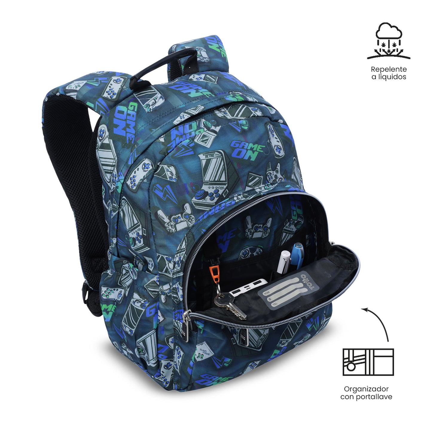 Morral Juvenil Porta PC 13" Gommas Azul