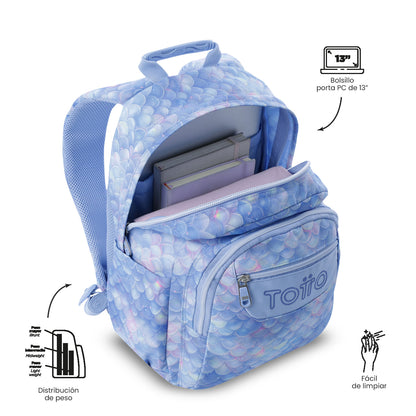 Morral Juvenil Porta PC 13" Gommas Azul