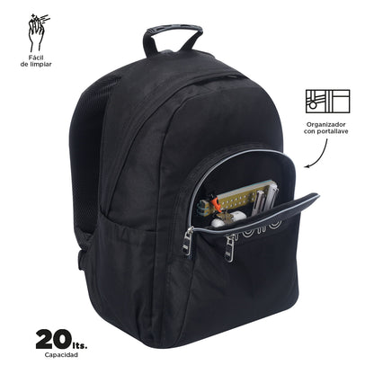 Morral Juvenil Porta PC 14" Acuareles Negro