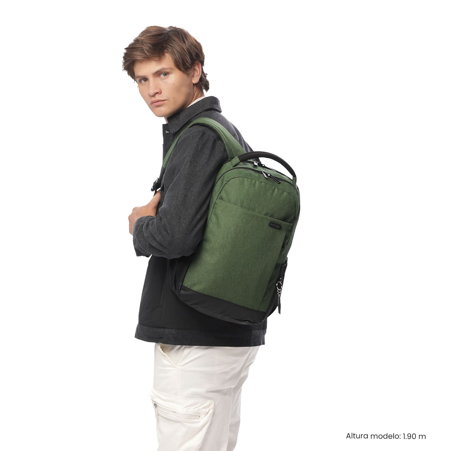 Mochila executiva para laptop de 14", Deleg 2.0, verde, masculina.