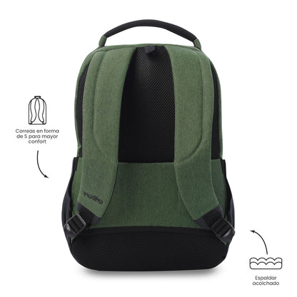 Mochila executiva para laptop de 14", Deleg 2.0, verde, masculina.