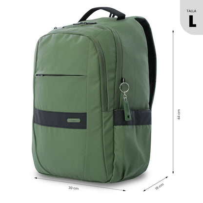 Mochila executiva Wivetto 2.0 para laptop de 16", verde, masculina.