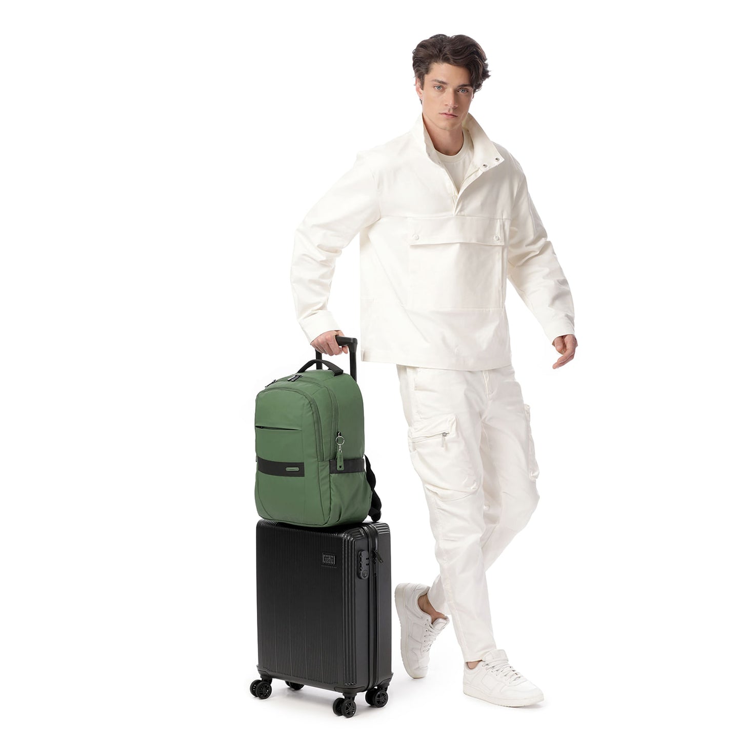 Mochila executiva Wivetto 2.0 para laptop de 16", verde, masculina.