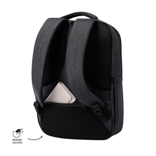 Mochila executiva Dallas preta para laptop de 16 polegadas.