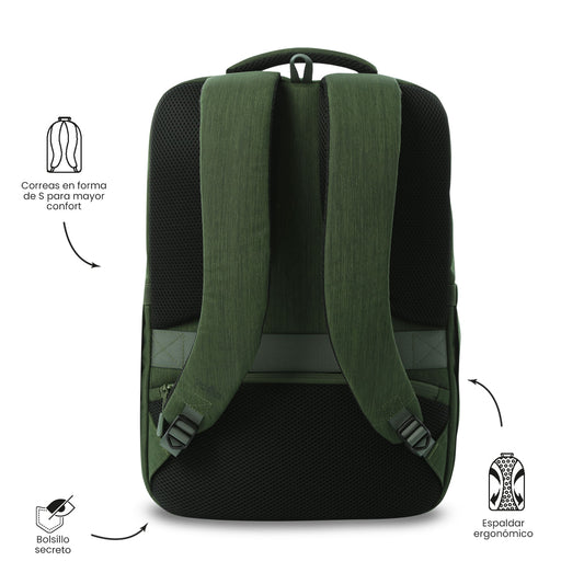 Mochila executiva masculina Dallas Green para laptop de 16".