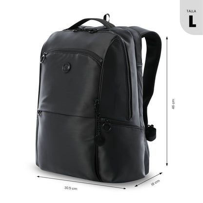 Mochila executiva feminina preta Laila para laptop de 16".