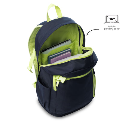 Mochila Universitária com Estojo para PC de 16", Azul Mina, para Homens