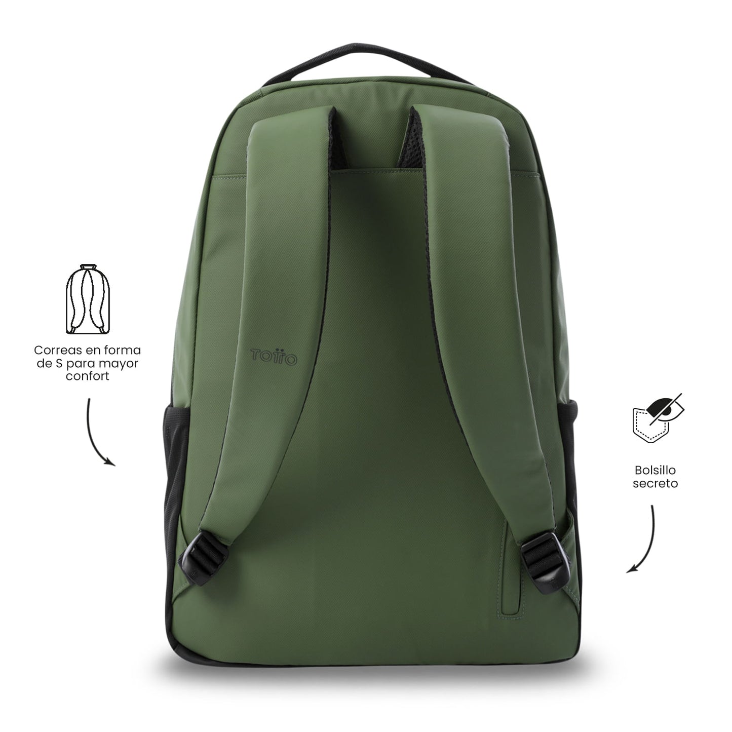 Mochila para laptop Detroit Green masculina de 16 polegadas