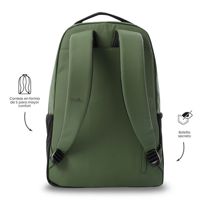 Mochila para laptop Detroit Green masculina de 16 polegadas